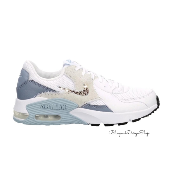 Bling Nike Air Max Excee Womens Blue White Sneakers Shoes Customized W/ Crystals - Picture 1 of 7